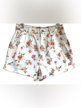 American Eagle White Floral Print Mom  Shorts Size 2
